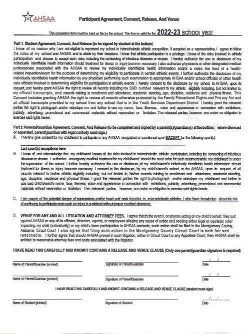 Participant Agreement Form